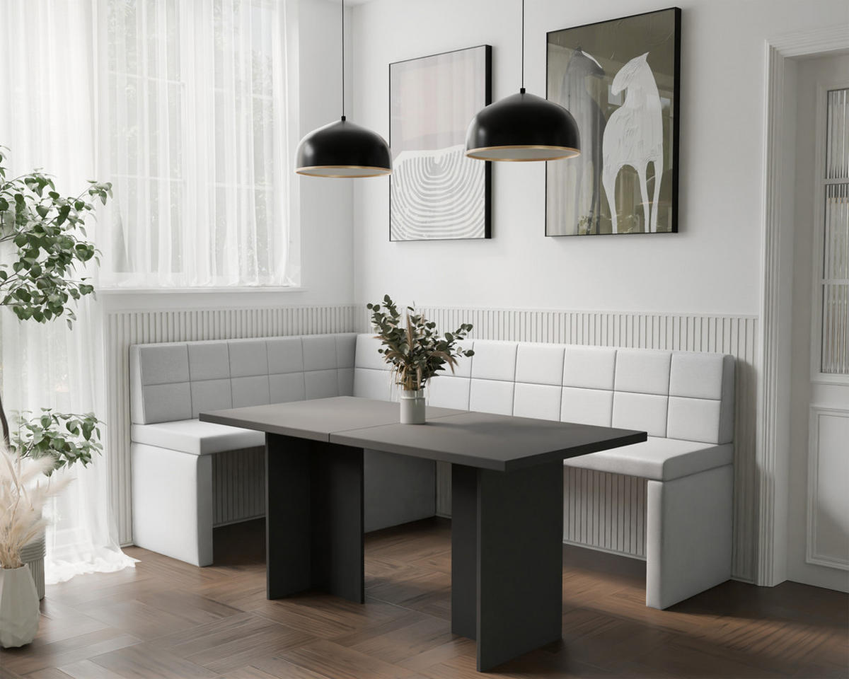 ECKBANK links MELVIN Kunstleder, 128/168 cm Weiß - Weiß, Holz/Kunststoff (128/168cm) - Idohome