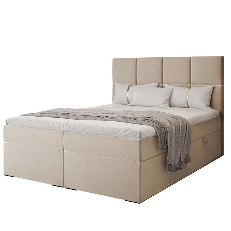 BOXBETT MAGNUS 160/200 cm mit Matratze und Topper, Hellbeige - Beige, Textil (160/200cm) - Idohome