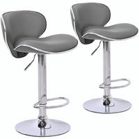 BARHOCKER mit Lehne 2er Set Kunstleder Grau - Silberfarben/Grau, Textil (45/97/48cm) - SVITA