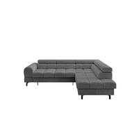 ECKSOFA mit Schlaffunktion Ottomane Rechts LUMA-L 272x203x70 Dunkelgrau Cord - Dunkelgrau/Schwarz, Holzwerkstoff/Kunststoff (203/272cm) - ALTDECOR