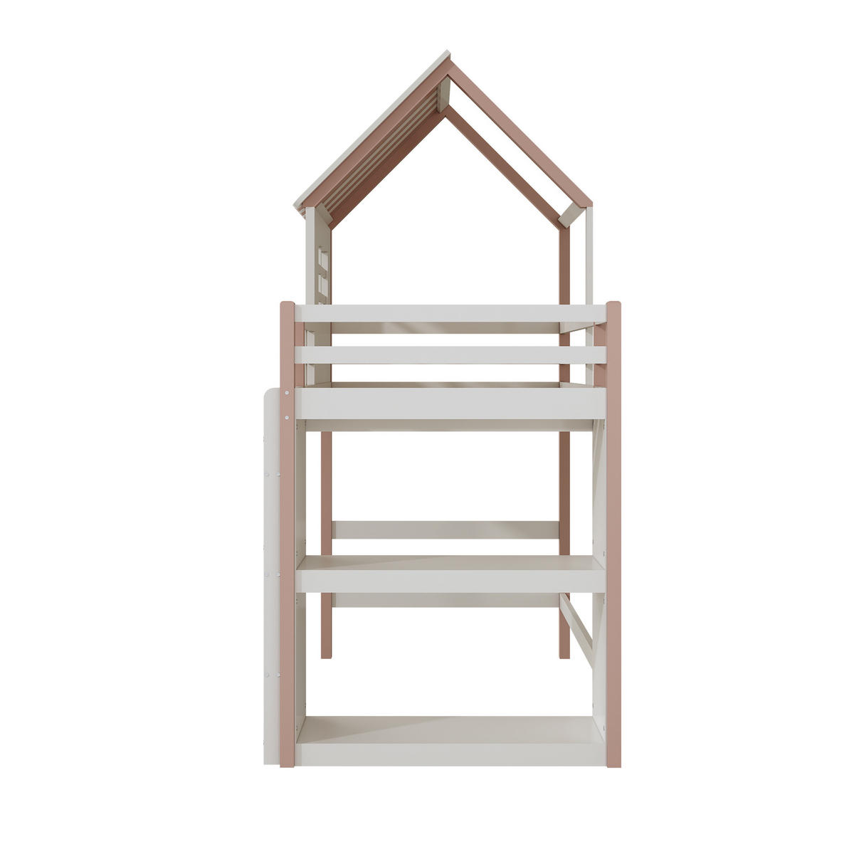 HOCHBETT 90/200 cm Rosa Hausbett mit Sicherheitsleiter und Stauraum - Pink, Holz (90/200cm) - OKWISH