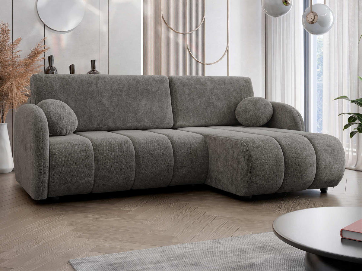 ECKSOFA Zara 2rLC - Schwarz/Braun, Holz/Kunststoff (233/160cm) - MIRJAN24