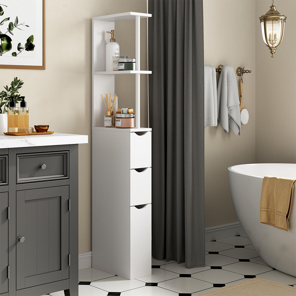 KÚPEĽŇOVÁ SKRINKA Vera biely - biela, kompozitné drevo (15/137/33cm) - Vicco