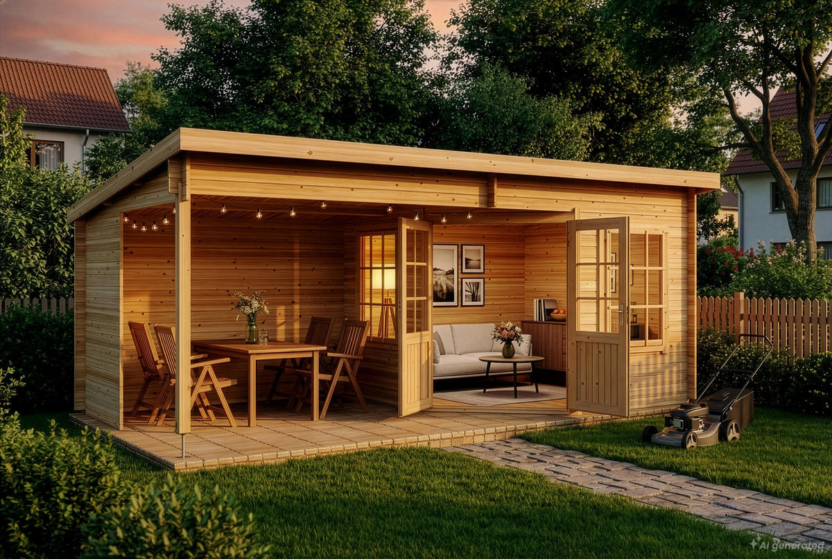 GARTENHAUS Holz Carl - Naturfarben, Holz (598/239/330cm) - Alpholz