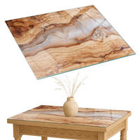 TISCHPLATTE 80x60 cm Naturholz mit Harz - Hellbraun, Glas (0.4/80/60cm) - TULUP