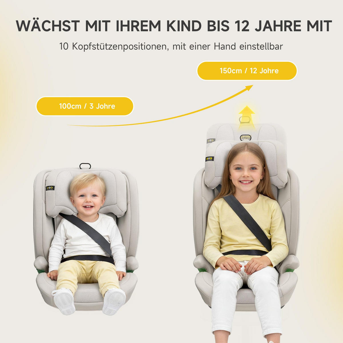 AUTOKINDERSITZ Kindersitzerhöhung i-Size R129& Verstellbare Kopfstütze - Weiß, Textil (44/80/46cm) - Gisaae