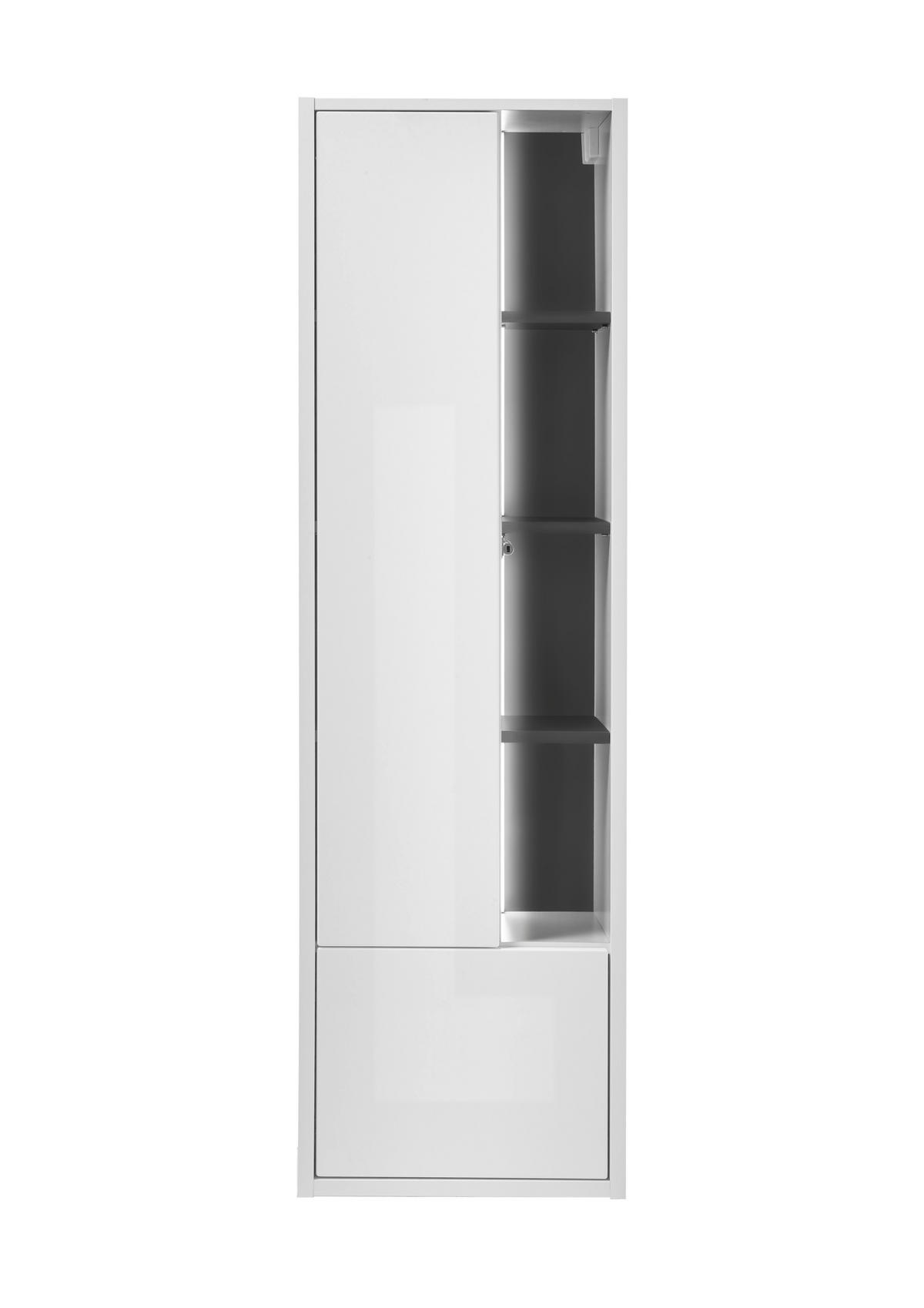 HOCHSCHRANK M20 Weiß Hochglanz & Anthrazit 80/44/45 cm - Weiß Hochglanz, Holzwerkstoff (80/44/45cm) - Livojo