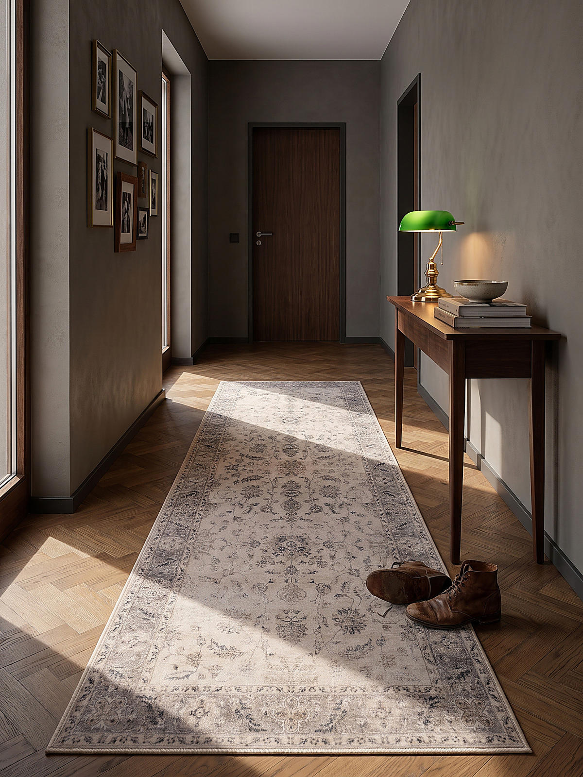 LÄUFER waschbar, mit floralen Ornamenten, aus Polyester, VERNANTE in Beige-Grau, 80 x 250 cm - Beige, Textil (80/250cm) - KADIMA DESIGN