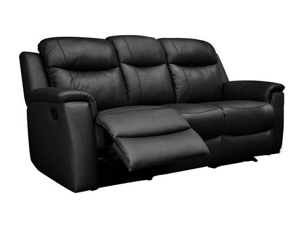 RELAXSOFA Leder 3-Sitzer - Schwarz - EVASION - Schwarz, Leder (205/100/96cm) - Vente-Unique