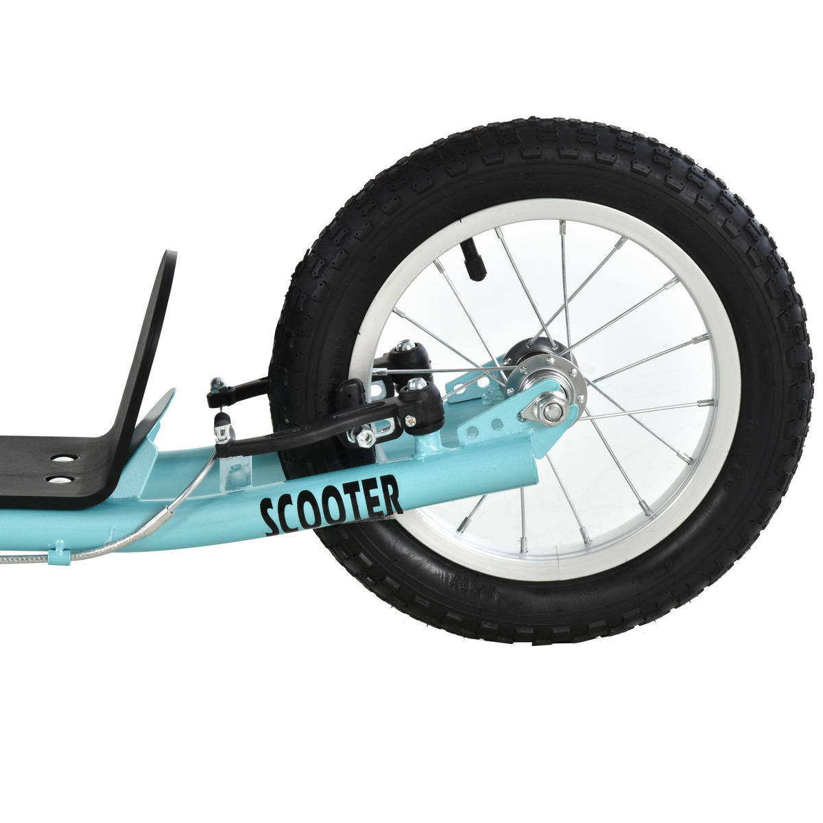KINDERSCOOTER DE-16920 Große Luftreifen 40/30 cm Himmelblau/Schwarz - Blau, Metall (135/58/94cm) - ComfortXL