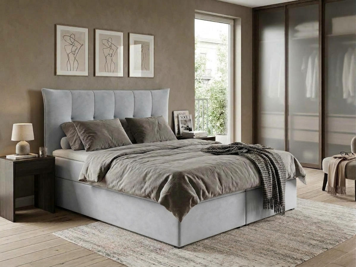 BOXSPRINGBETT PREMIUM 10, 140 x 200 cm, Bettkasten, H3, grau - Grau, Textil (140/200cm) - Labett