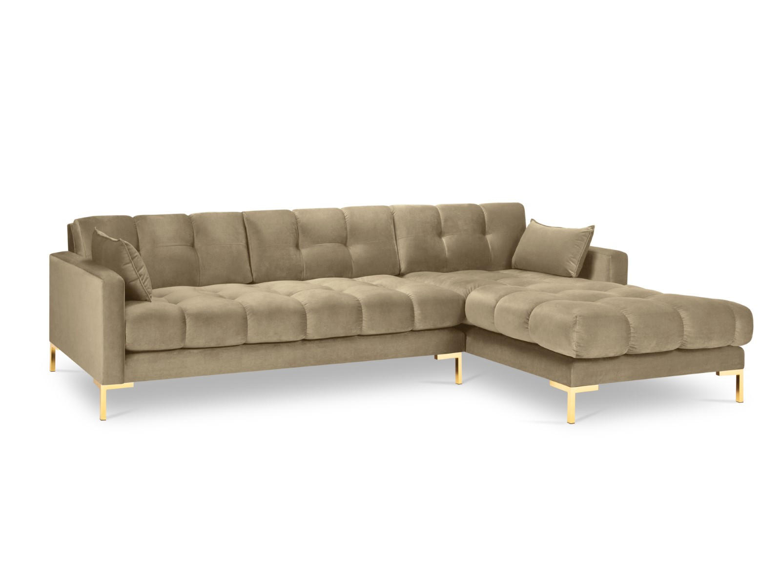 ECKSOFA rechts Mamaia aus Samt beige 5 Sitzplätze - Beige, Textil (185/293cm) - Micadoni