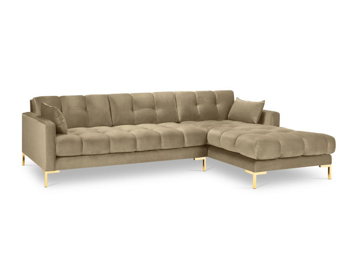 ECKSOFA rechts Mamaia aus Samt beige 5 Sitzplätze - Beige, Textil (185/293cm) - Micadoni