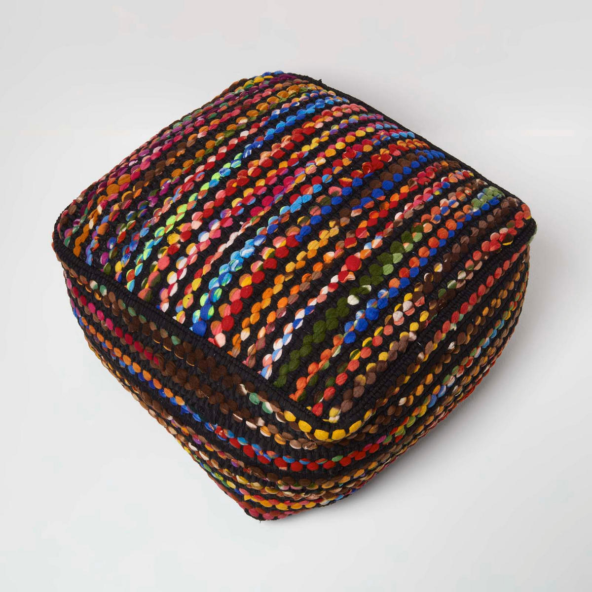 SITZPOUF Folk mit bunten Streifen, 60/60/30 cm - Multicolor, Textil (60/30/60cm) - Homescapes