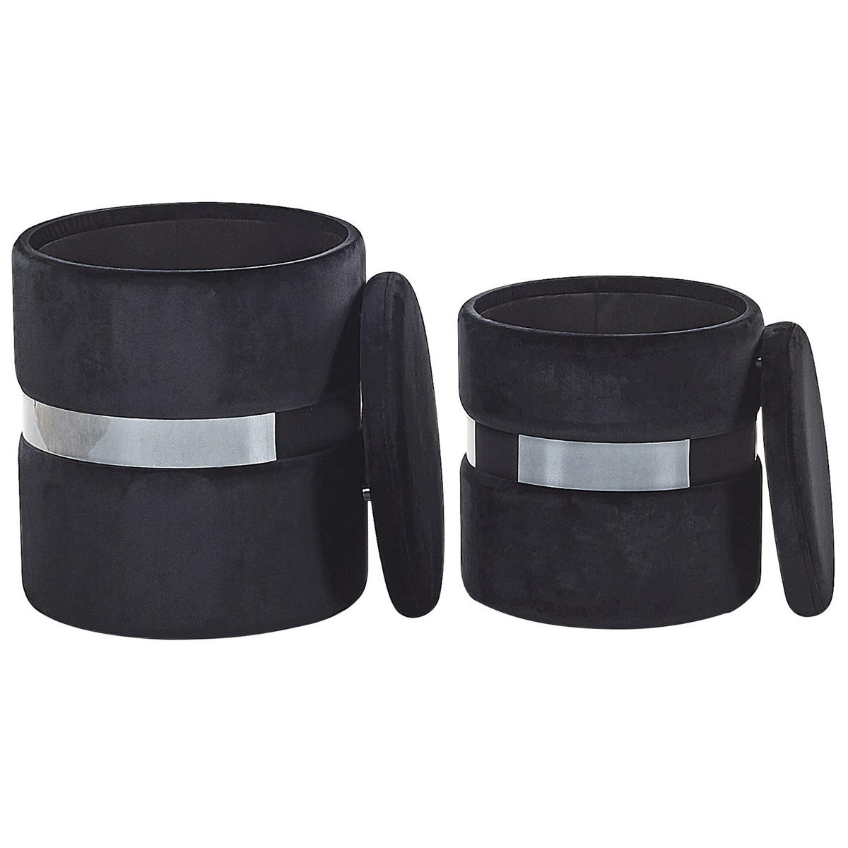 POUF Doris 35-30/35-30/44-36 cm - Schwarz, Textil (35/36/35cm) - Beliani