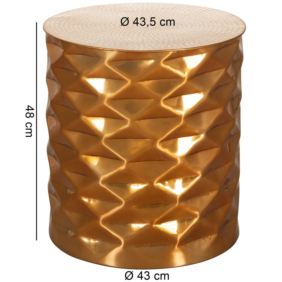 BEISTELLTISCH Aluminium Orientalisch Hammerschlag ENNS, Gold 43x43x48 cm - Goldfarben, Metall (43/43/48cm) - KADIMA DESIGN