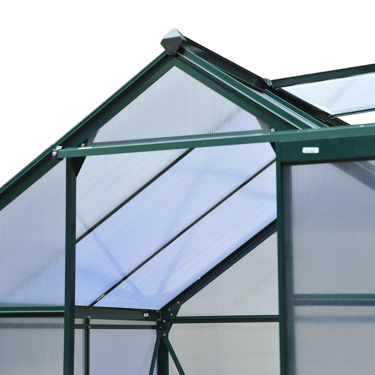 GEWÄCHSHAUS DE-11893 Polycarbonat mit Dachluke & Regenrinne Dunkelgrün - Grün, Metall (192/201/190cm) - ComfortXL
