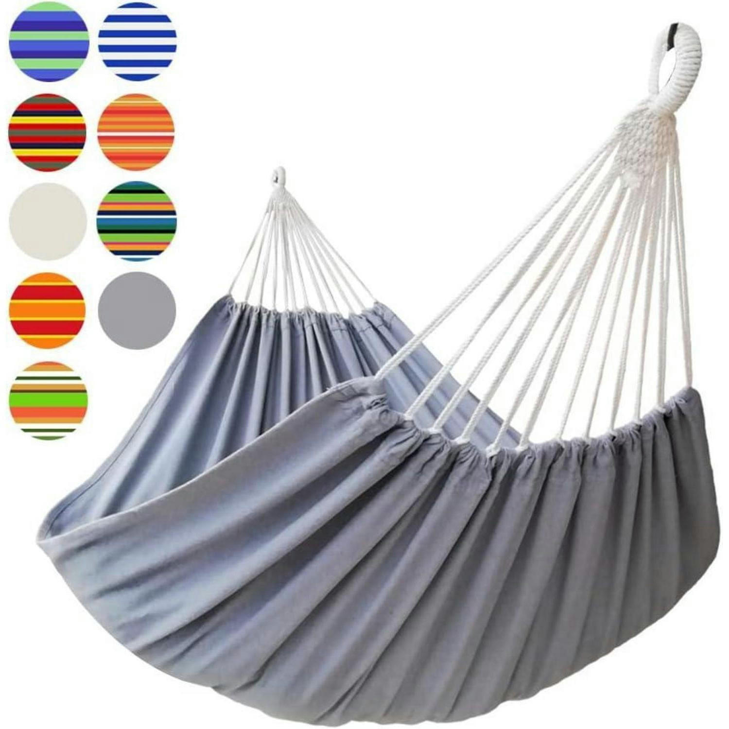 HÄNGEMATTE für 2 Personen 220 x 150 cm Leinwand-Baumwolle Grau XXL - Grau, Textil (150/2.5/220cm)