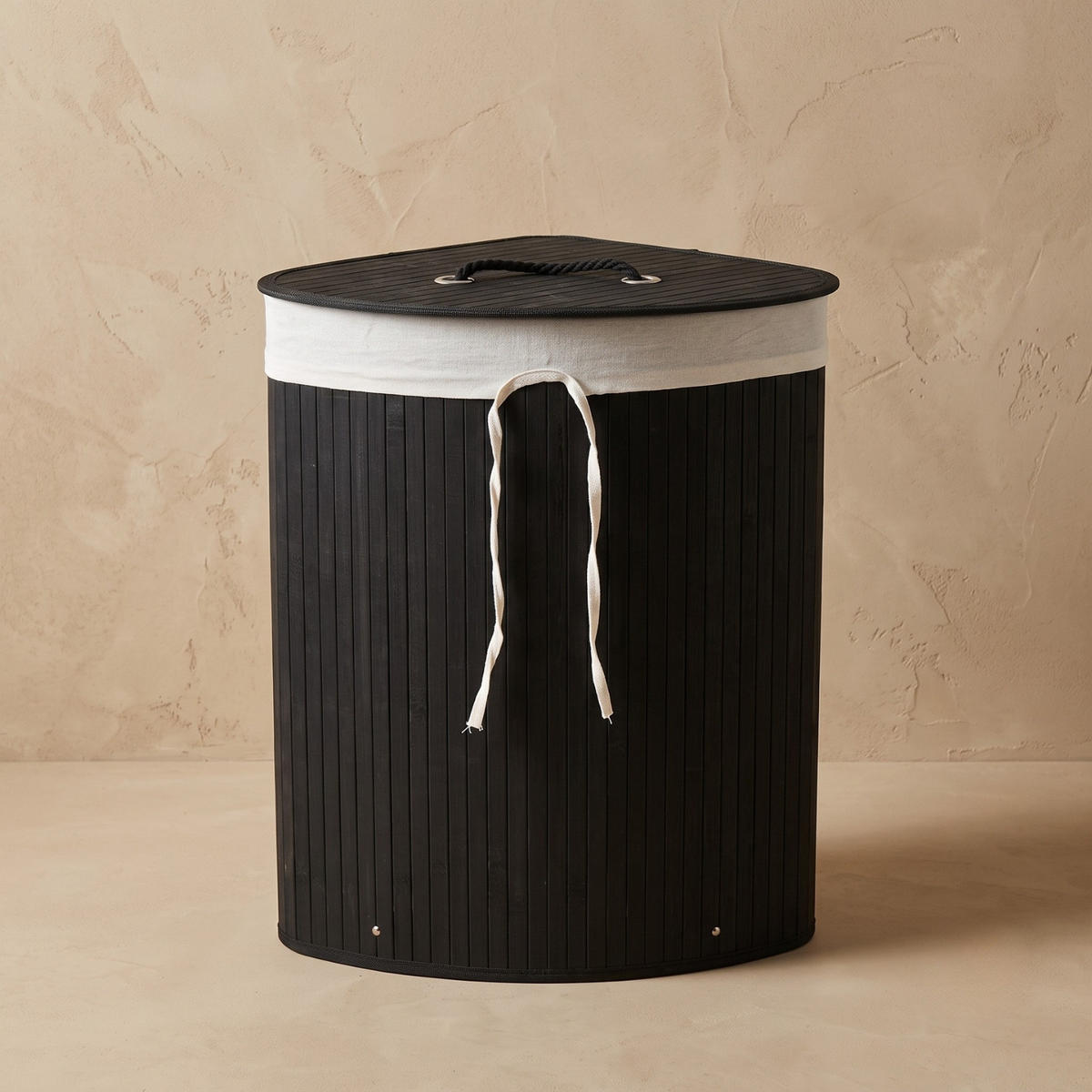 WÄSCHEKORB aus Bambus 60 l 37/37/60 cm - Schwarz, Naturmaterialien (37/60/37cm) - NUXIO