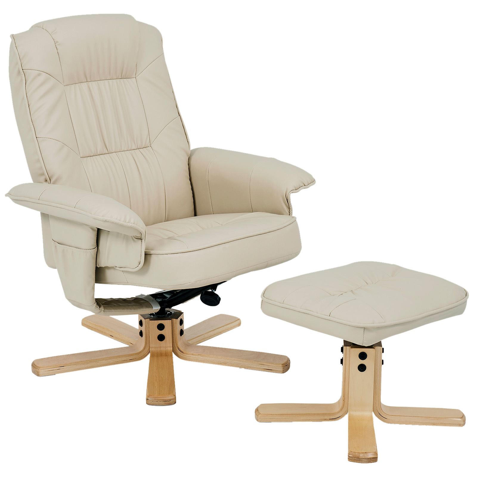 RELAXSESSEL KUNSTLEDER, SET MIT HOCKER CHARLY - Beige, Textil (76/87/61cm) - IDIMEX