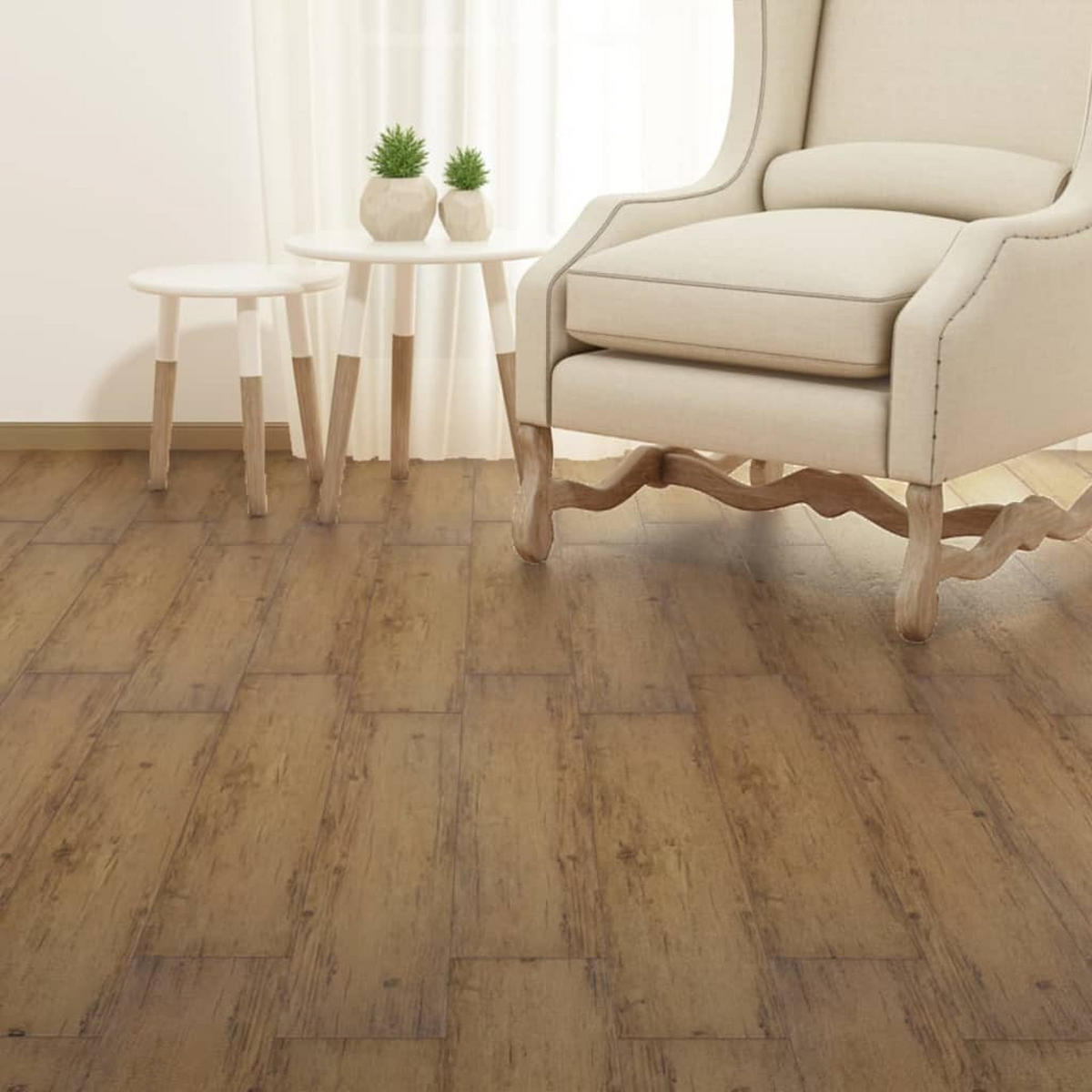 VINYLBODEN PVC-Dielen selbstklebend Walnussbraun 5,02m² - Walnussfarben, Kunststoff (91.5/15.2/1.3cm) - DELUKE