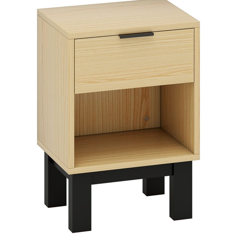 Redom NOČNÍ stolek 35/26/50 cm se zásuvkou a otevřenou přihrádkou, kompaktní design, Dub