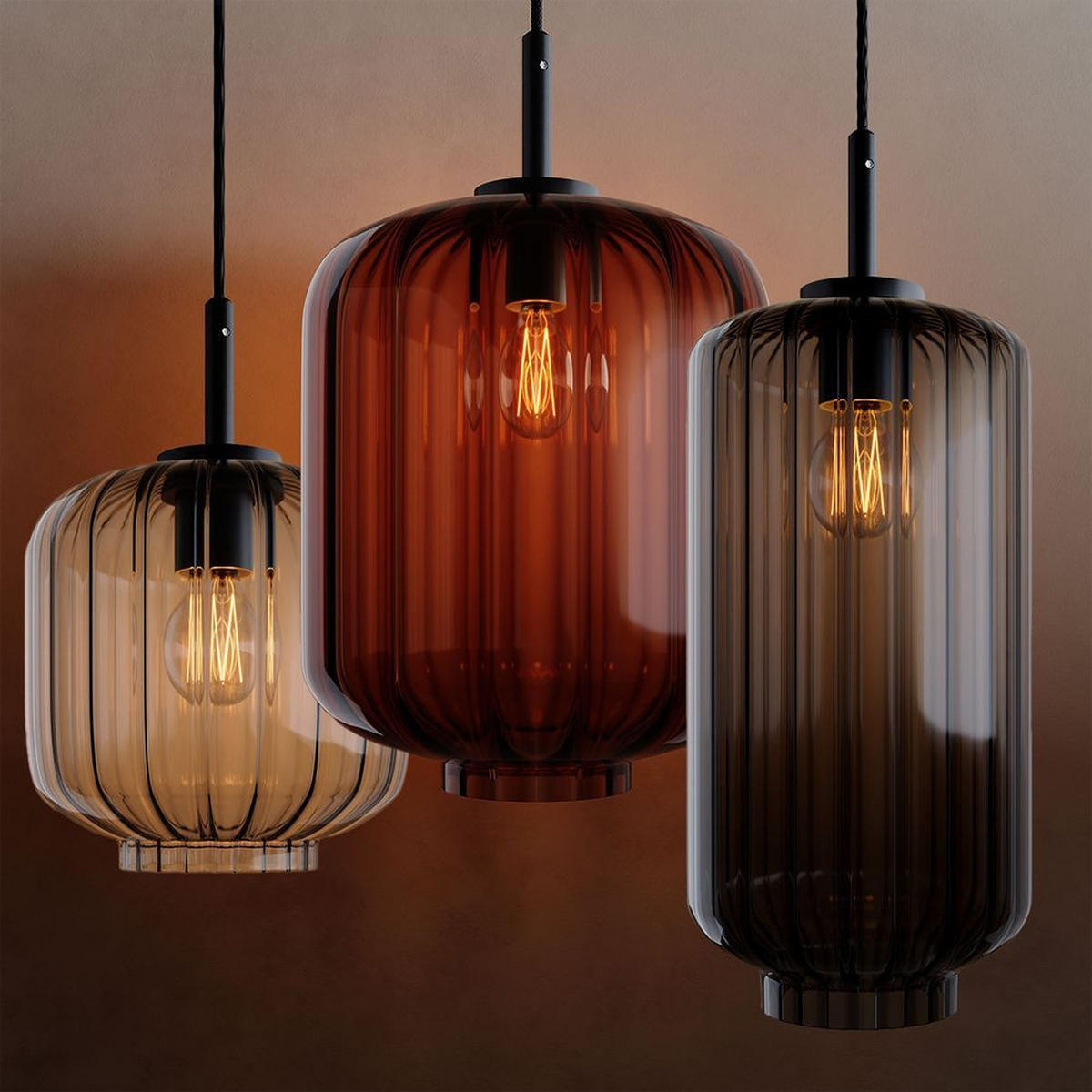 HÄNGELEUCHTE Velo Rauch Ø 18cm - Anthrazit, Glas (18/18/33cm) - s.luce