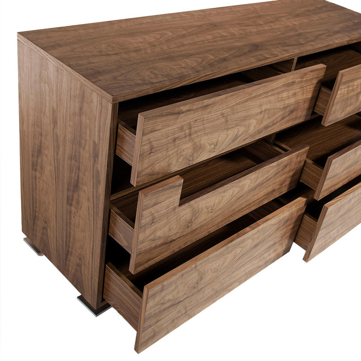 KOMMODE Walnuss Stahl 140/43/71 cm - Edelstahlfarben/Walnussfarben, Holz/Metall (140/71/43cm) - ANGEL CERDA