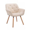 ARMLEHNENSTUHL Lederlook creme - Eukalyptusholzfarben/Creme, Holz/Textil (67/83/60cm) - CLP