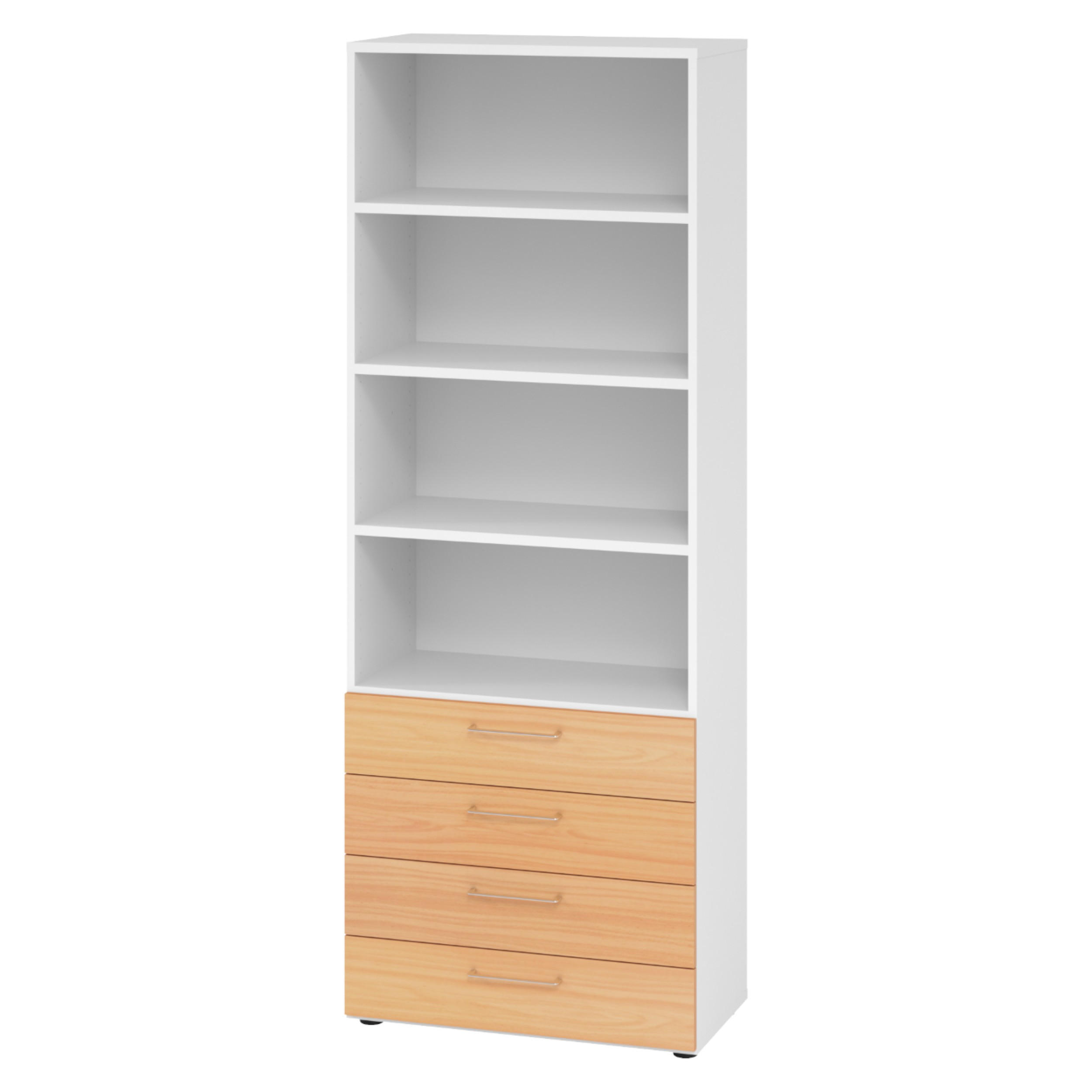 bümö Regal Weiß, Buche 80x215.6x42 cm