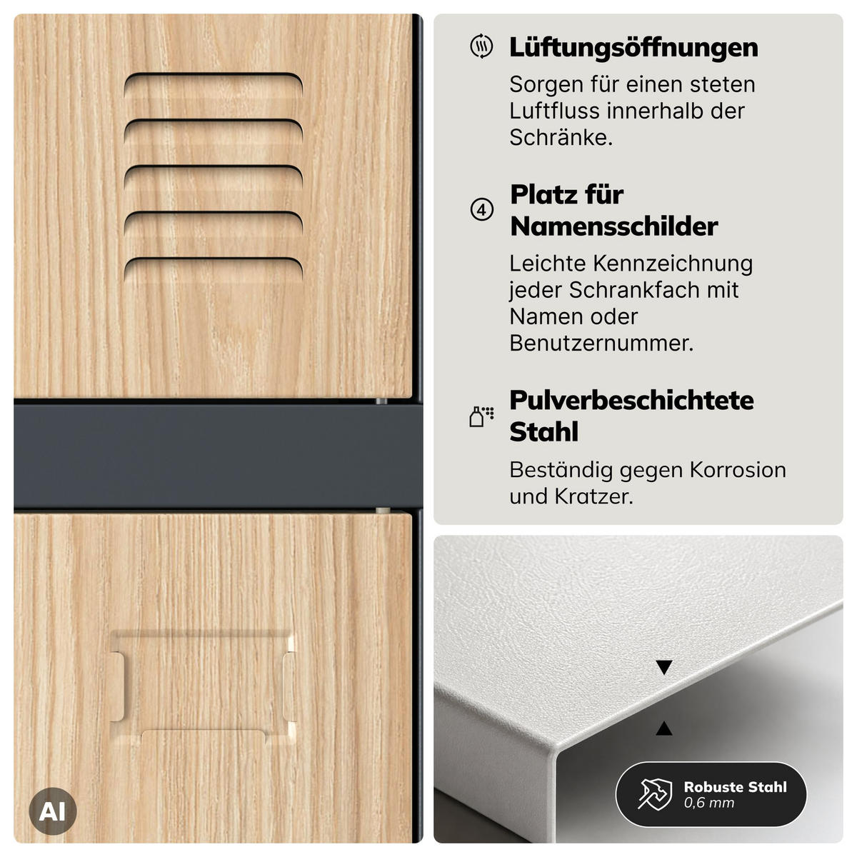 ARBEITSSCHUTZ-SPINDSCHRANK ROBERT 172x136x45 cm - Anthrazit/Sonoma Eiche, Metall (136/172/45cm) - Jan Nowak