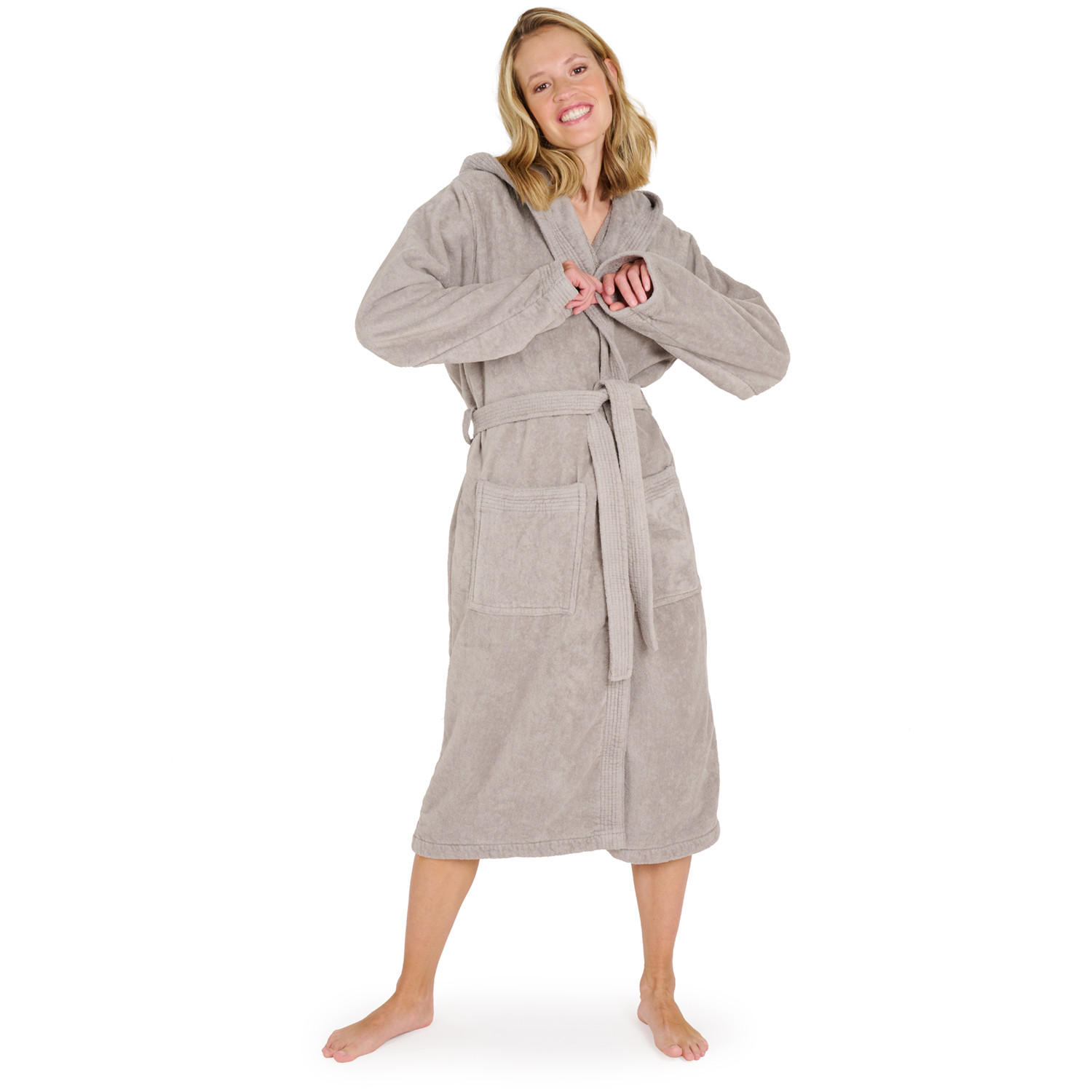 BADEMANTEL Cotton Ida: M, Grau - Grau, Textil (Mnull) - Blumtal