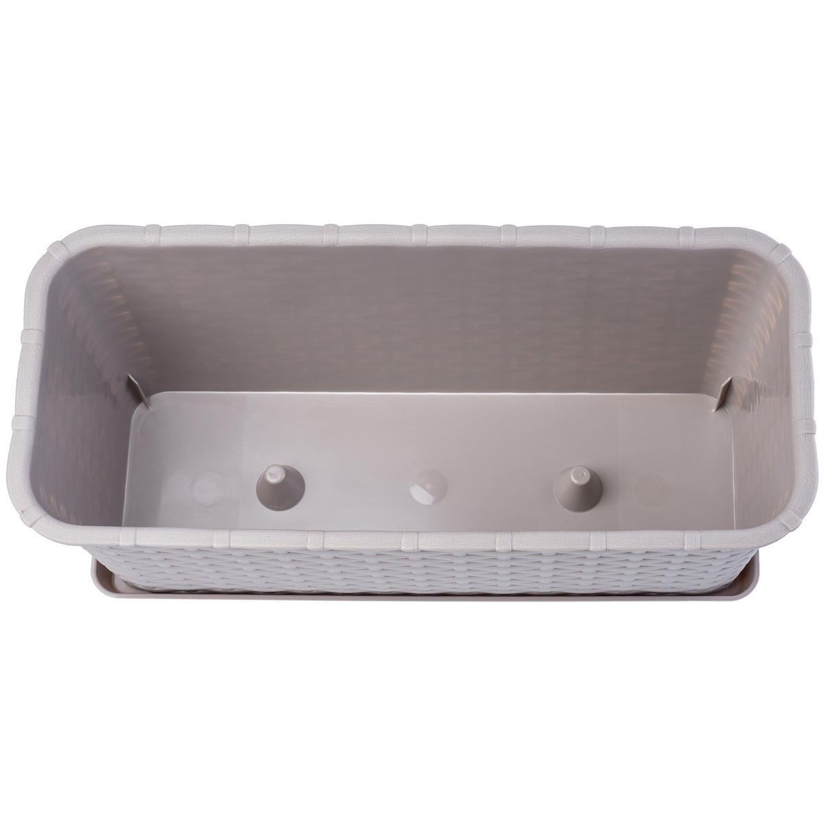 BALKONKASTEN mit Untersetzer 40 cm, Beige - Beige, Kunststoff (17/40cm) - KADAX