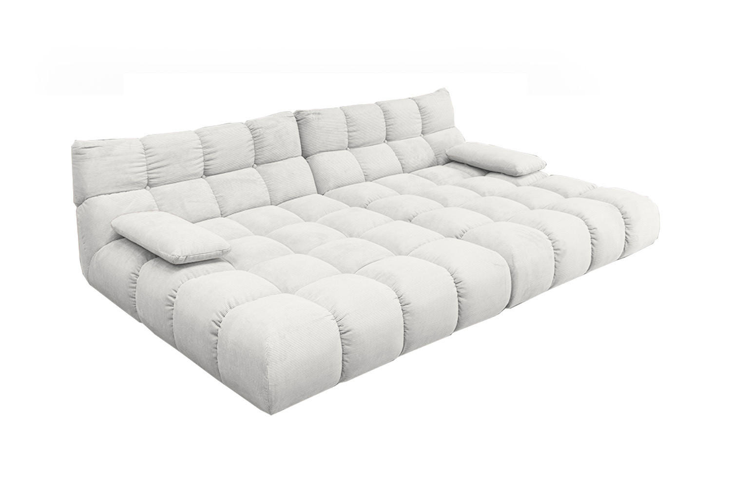 BIG SOFA VIVIEN Weiß Cord - Schwarz/Weiß, Kunststoff/Textil (296/85/178cm) - KAWOLA