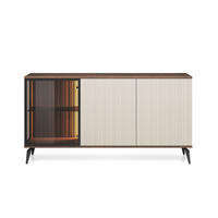 KOMMODE Vico Braun mit Beige, Türkommode mit Led-Beleuchtung - Beige/Schwarz, Holzwerkstoff (154/80/39cm) - Bettso