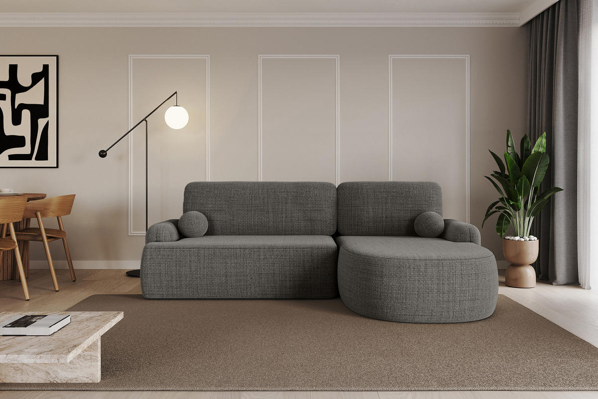 ECKSOFA mit Schlaffunktion und Bettkasten LIRA-L - 264x172x89 Grau - Grau, Holzwerkstoff/Textil (172/264cm) - ALTDECOR