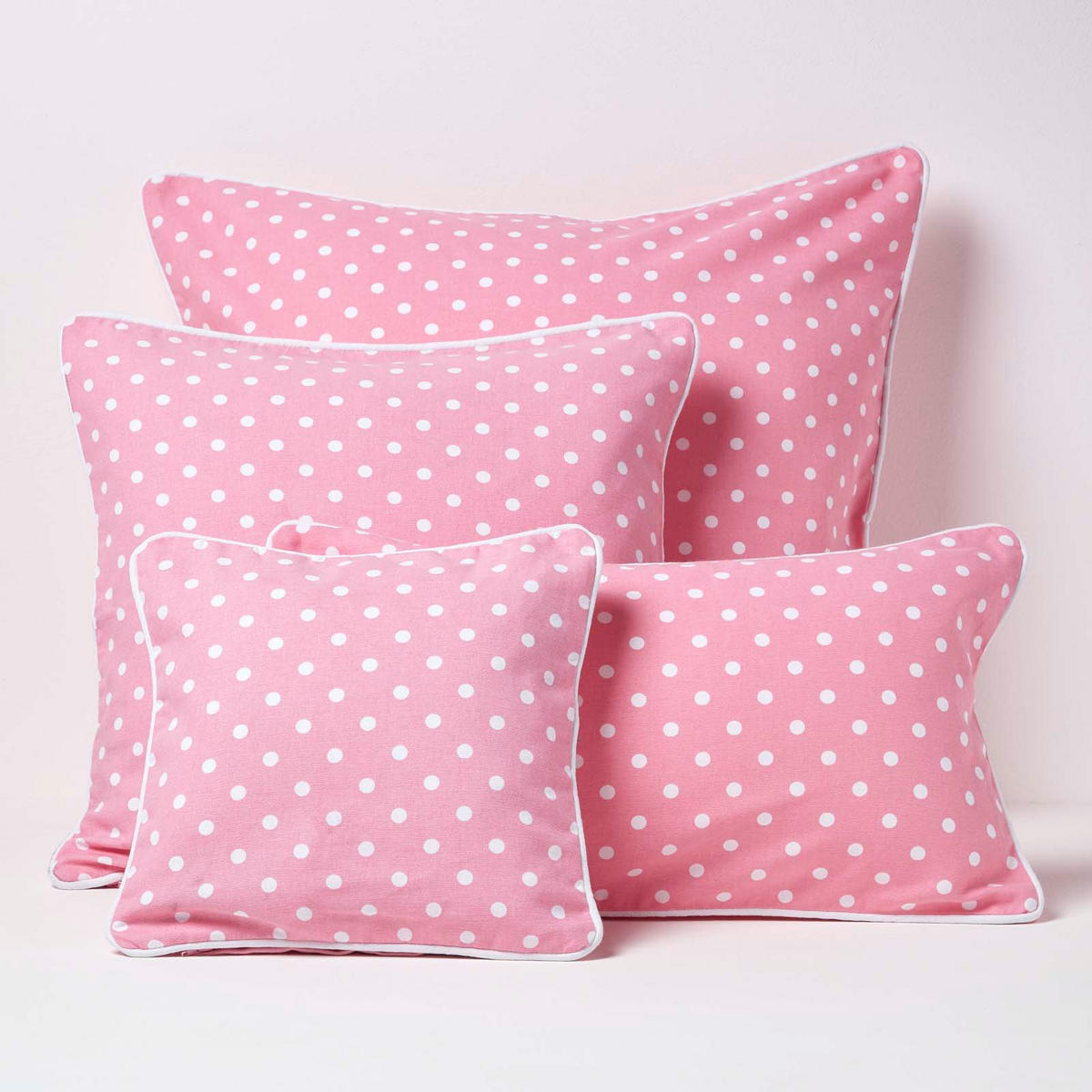KISSENHÜLLE Polka Dots 30/30 cm, 100% Baumwolle - Rosa, Textil (30/30cm) - Homescapes