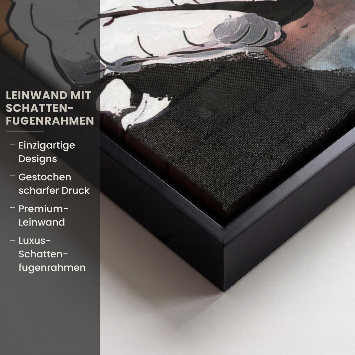 LEINWAND Bilder mit Rahmen - Affe - Graffiti - Musik - 50x50 - Multicolor, Textil (50/50cm) - MuchoWow