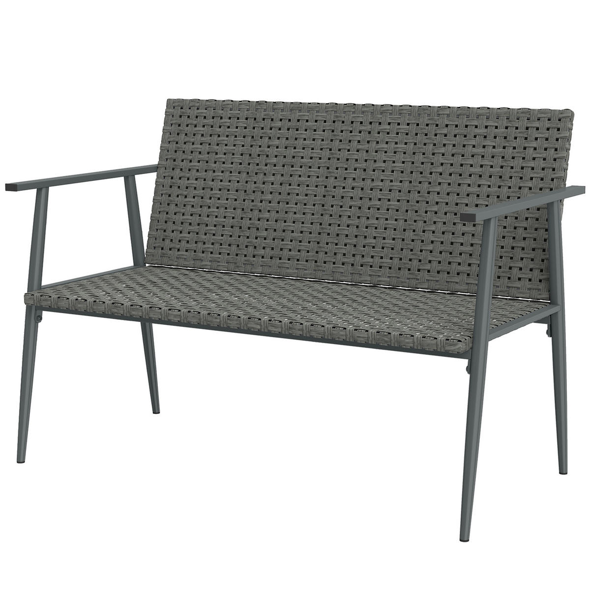 GARTENBANK 2-Sitzer DE-13690 mit Armlehnen & verstellbaren Füßen Grau - Grau, Metall (110/78/58cm) - ComfortXL