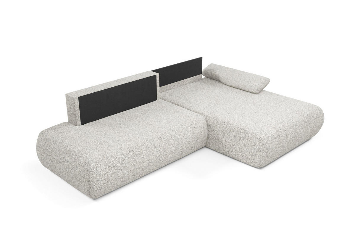 ECKSOFA DELTA R-S Hellgrau Geflochtener Stoff mit Schlaffunktion - Hellgrau, Holz (286/173.5cm) - MASSENO