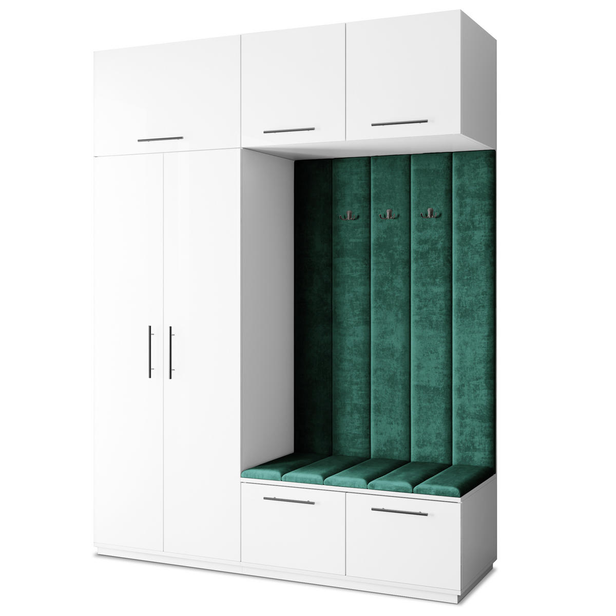 GARDEROBENSCHRANK REMA 180/240/60 cm Modern Garderobe-Set Weiß - Weiß/Grün, Holzwerkstoff (180/240/60cm) - MASSENO