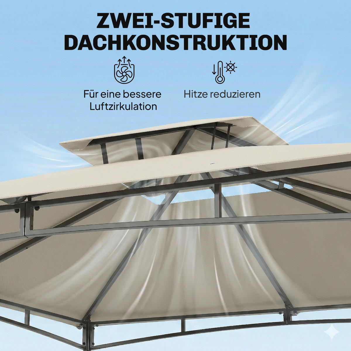 PAVILLON Polyester, Metall Cremeweiß - Dunkelgrau, Textil/Metall (300/285/300cm) - Outsunny