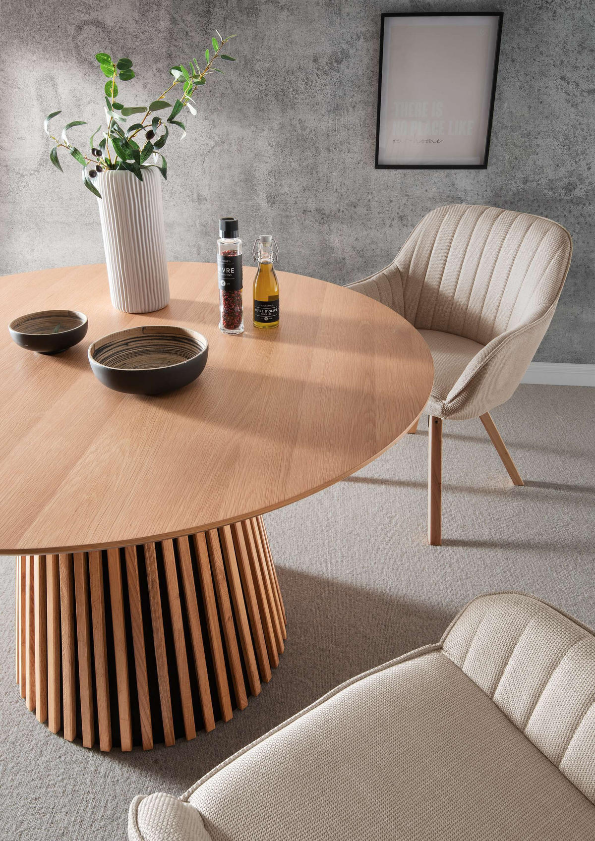 ESSTISCH Oria FSC®-zertifiziert - Braun/Naturfarben, Eichenholz/Metall (120/120/76cm) - Mr. Deko