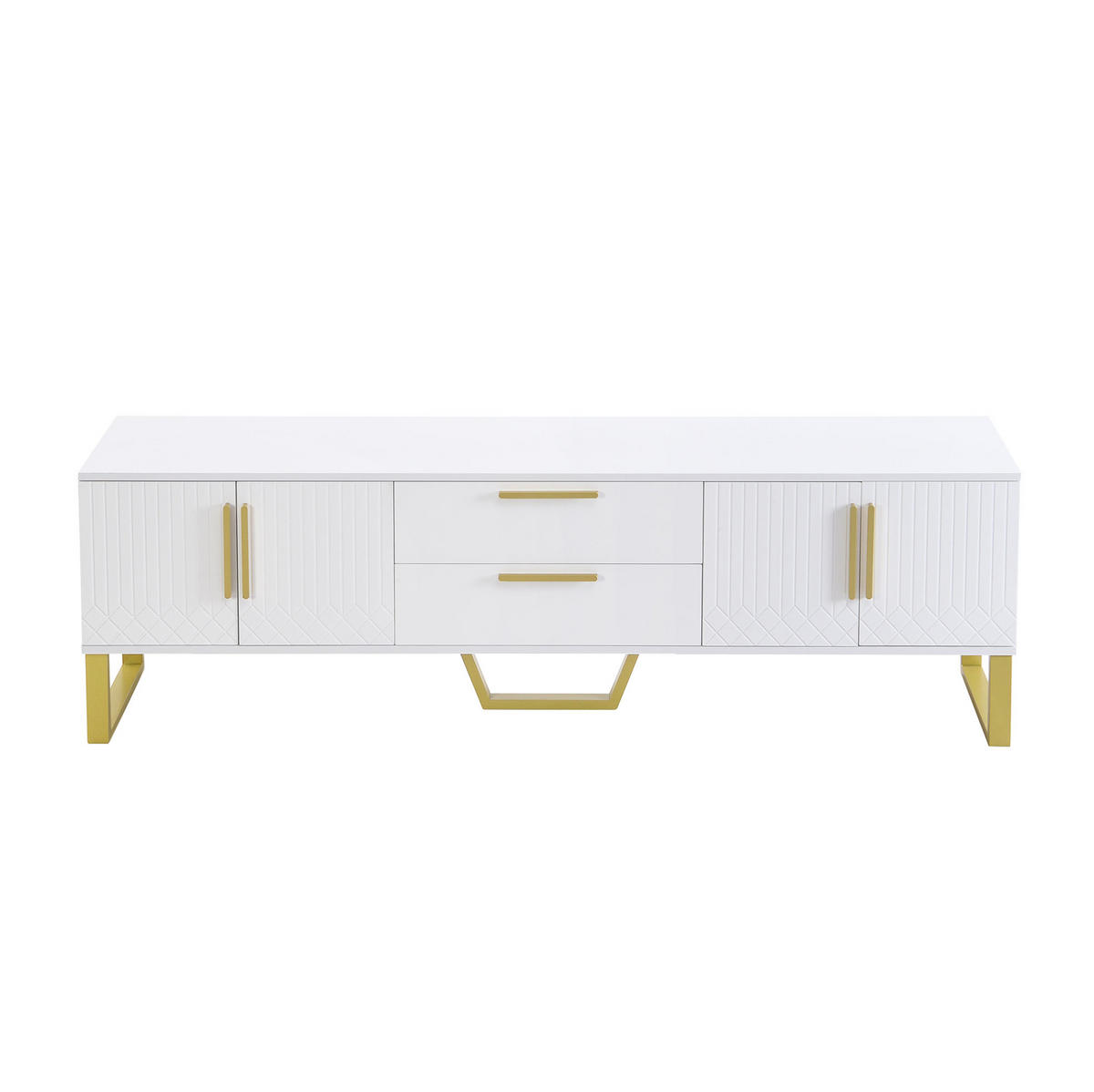 TV-LOWBOARD aus MDF 170x40x53,5 cm Weiß mit Hochglanzfronten, 4 Türen und 2 Schubladen - Weiß, Holzwerkstoff (170/53.5/40cm) - IVMEU