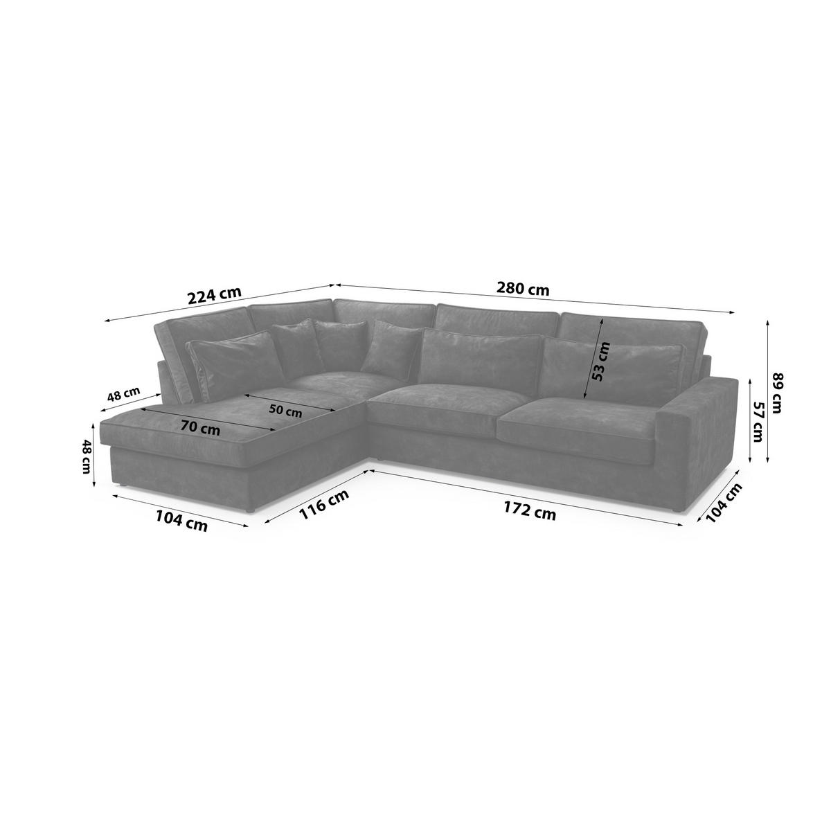 ECKSOFA Eckcouch Monica mini L-form, Dunkelgrau - Dunkelgrau, Textil (224/280cm) - Fedve