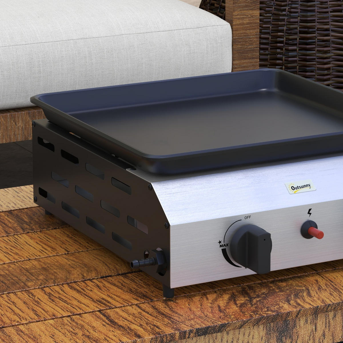 PLANCHA DE-18613 2 Brenner, 4,8 kW, transportabel - Silberfarben, Metall (44.5/19/44cm) - ComfortXL