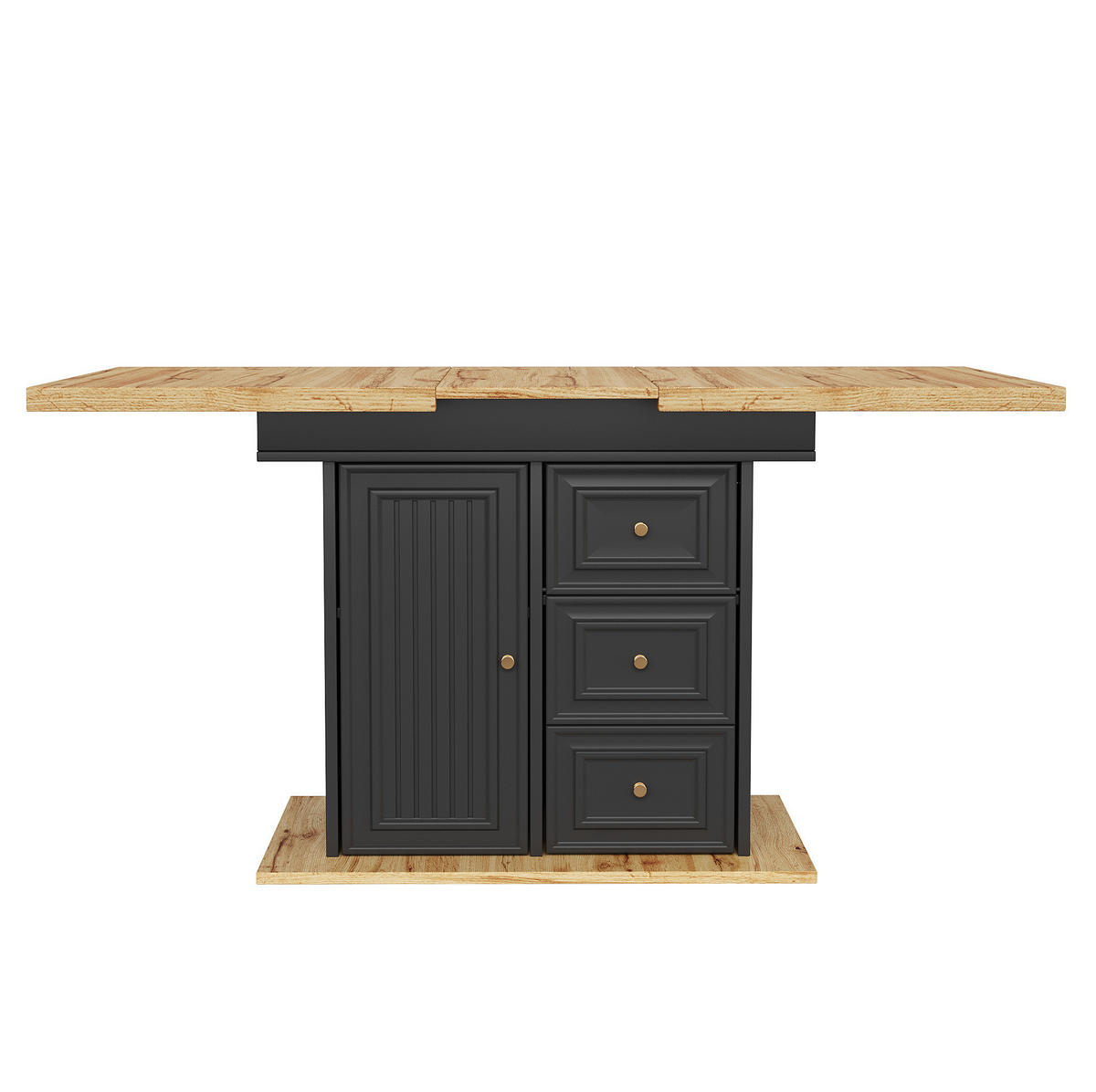 JÍDELNÍ stůl 110/140 x 80 x 75 cm s výsuvnou deskou a úložným prostorem, Přírodní dřevo - světle hnědá, kompozitní dřevo (110/80/75cm) - Redom