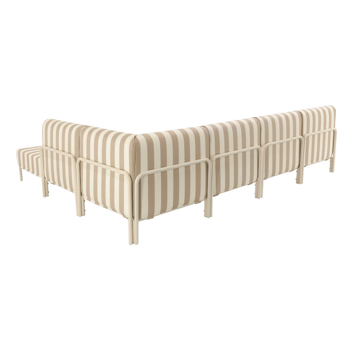 GARTENSOFA mit 6 Sitzplätzen, Beige - Beige, Metall - Oviala