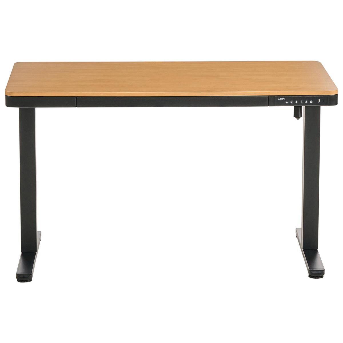 SCHREIBTISCH elektrisch höhenverstellbar 120/60 cm mit USB-Anschluss Schwarz/Hellbraun Penly - Hellbraun/Schwarz, Holzwerkstoff/Metall (60/120/70cm) - Beliani
