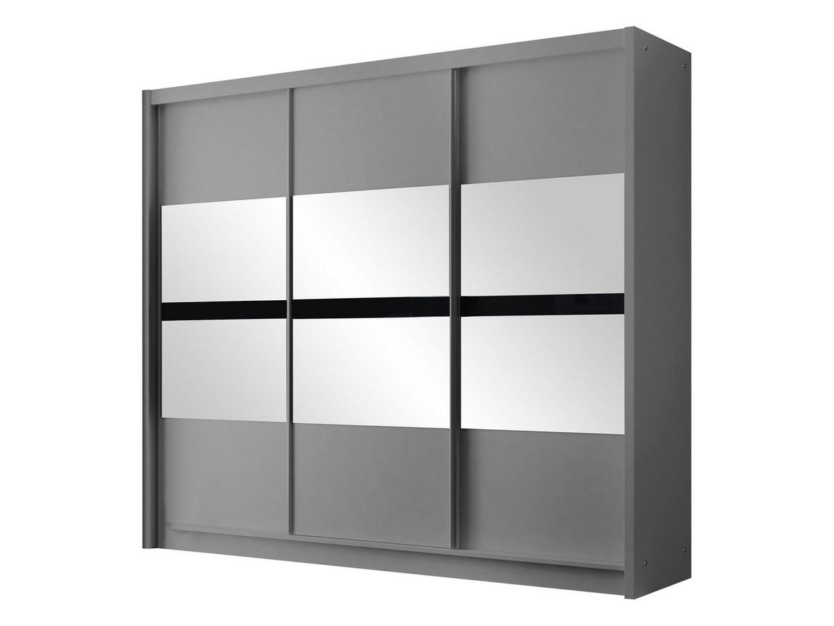 SCHIEBETÜRENSCHRANK Batumi 250 - Graphitfarben, Holzwerkstoff/Metall (250/215/61cm) - MIRJAN24